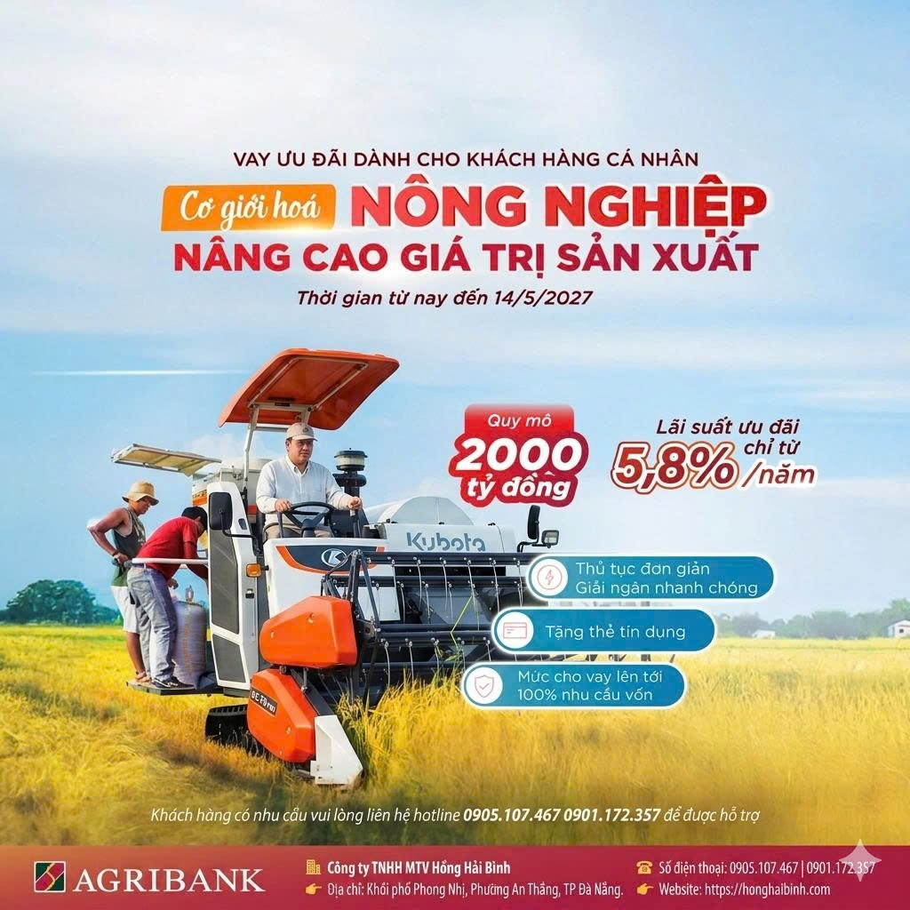 Agribank Dành 2.000 Tỷ Đồng Ưu Đãi Cho Vay Cơ Giới Hóa Nông Nghiệp