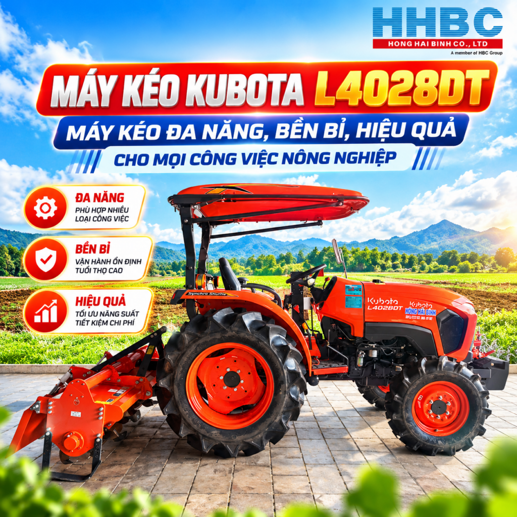 MÁY KÉO KUBOTA L4028DT – MÁY KÉO ĐA NĂNG, BỀN BỈ, HIỆU QUẢ CHO MỌI CÔNG VIỆC NÔNG NGHIỆP