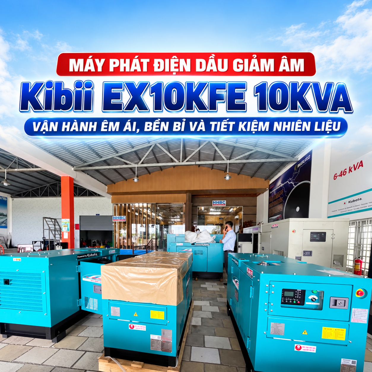 Máy phát điện dầu Kibii 10KVA êm bền tiết kiệm